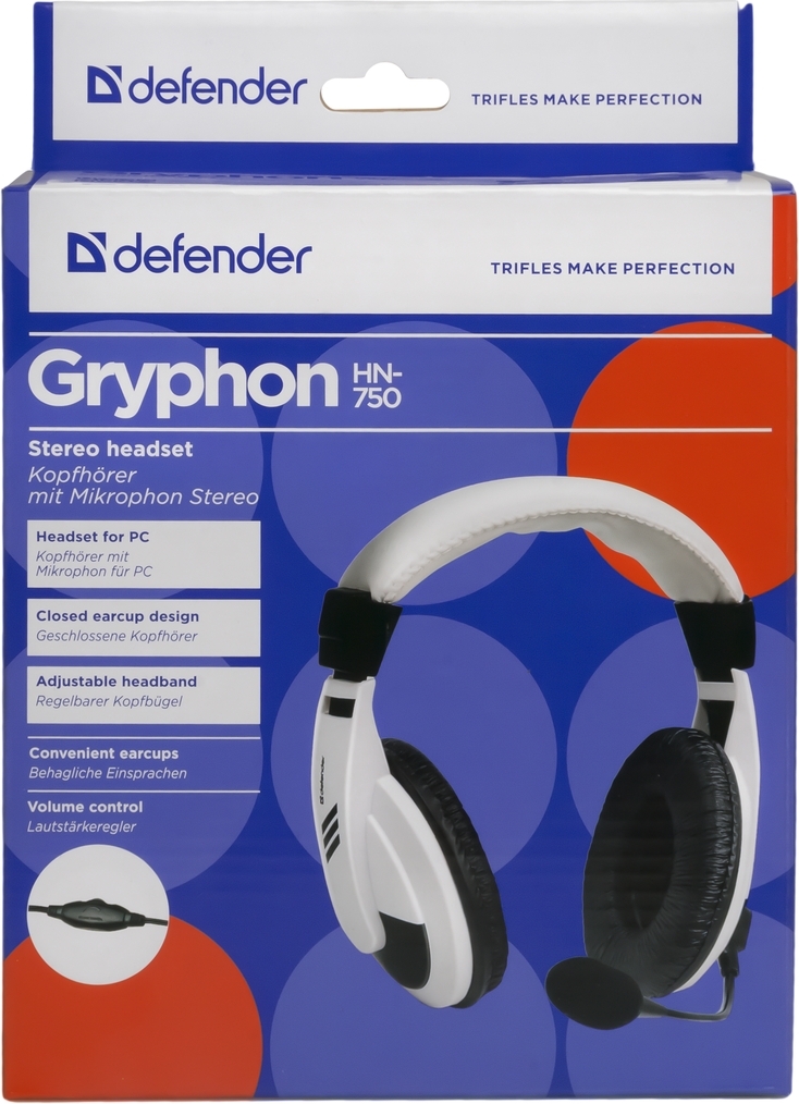 Гарнитура Defender Gryphon 750, цвет белый/черный