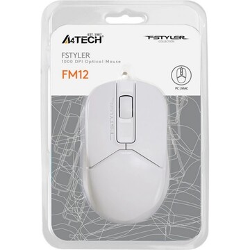 Мышь A4tech Fstyler FM12  WHITE, цвет белый
