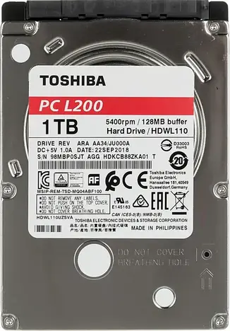 Жесткий диск  TOSHIBA L200 Slim 2.5  1TB 5.4K SATA3
