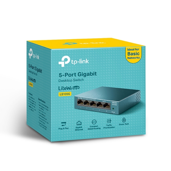 

5 ports Giga Unmanagement switch, 5 10/100/1000Mbps RJ-45 ports, metal shell, desktop and wall mountable, plug and