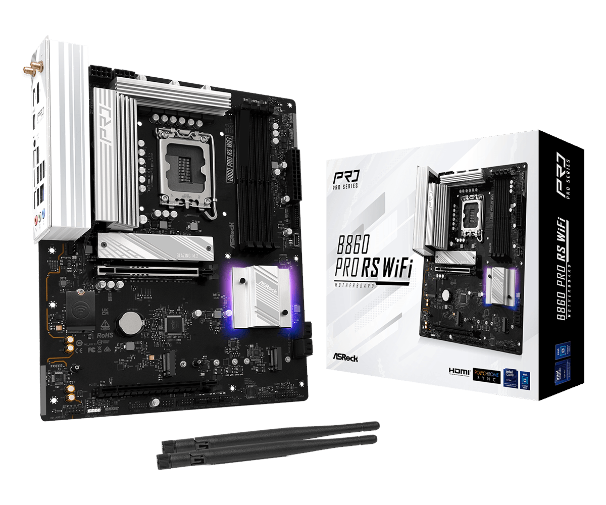 Материнская плата ASRock LGA 1851 Intel B860 B860 PRO RS WIFI