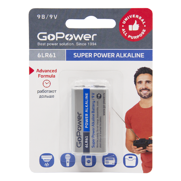 Аккумулятор для компьютерной техники GoPower Батарея Alkaline 6LR61