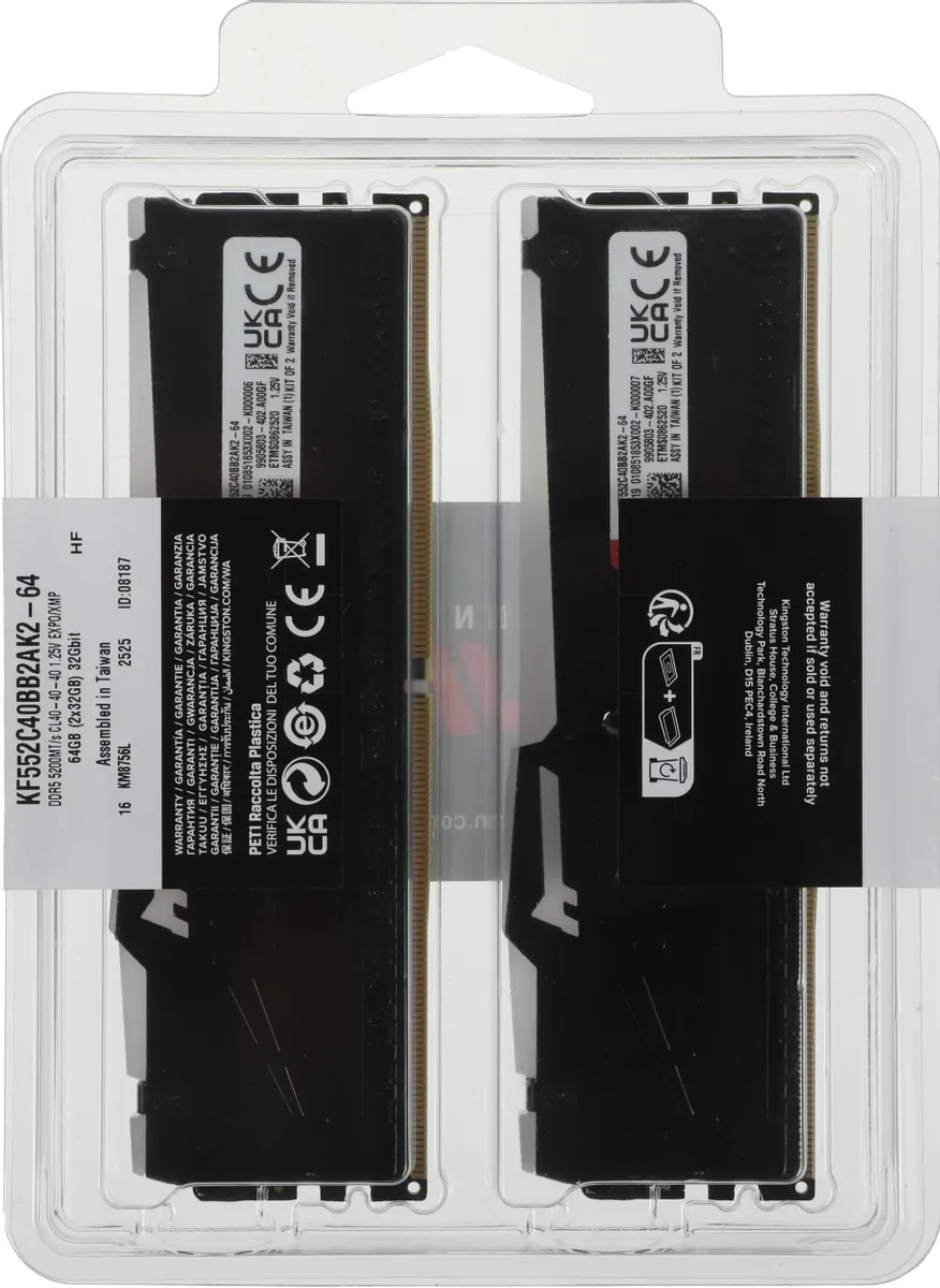 Оперативная память Kingston FURY Beast Black RGB EXPO 64GB 5200MHz DDR5 CL40, KF552C40BB2AK2-64, RTL