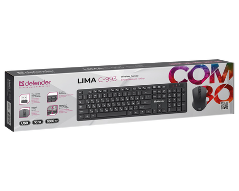Клавиатура+мышь Defender Lima C-993 45993, цвет черный