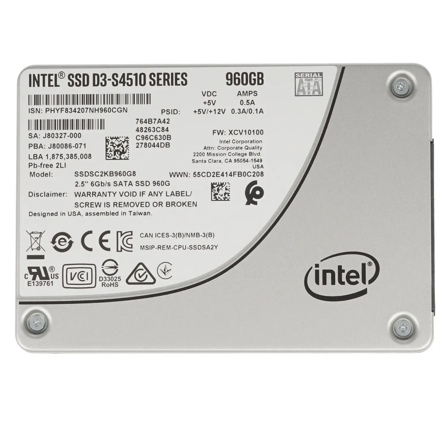 Внутренний твердотельный накопитель Intel Original SATA III 960Gb