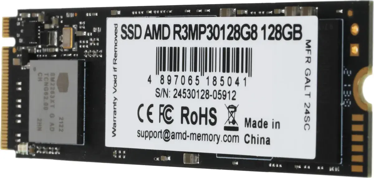 Внутренний твердотельный накопитель AMD M.2 2280, PCIe 3.0 x4, NVMe 128GB R3MP30128G8