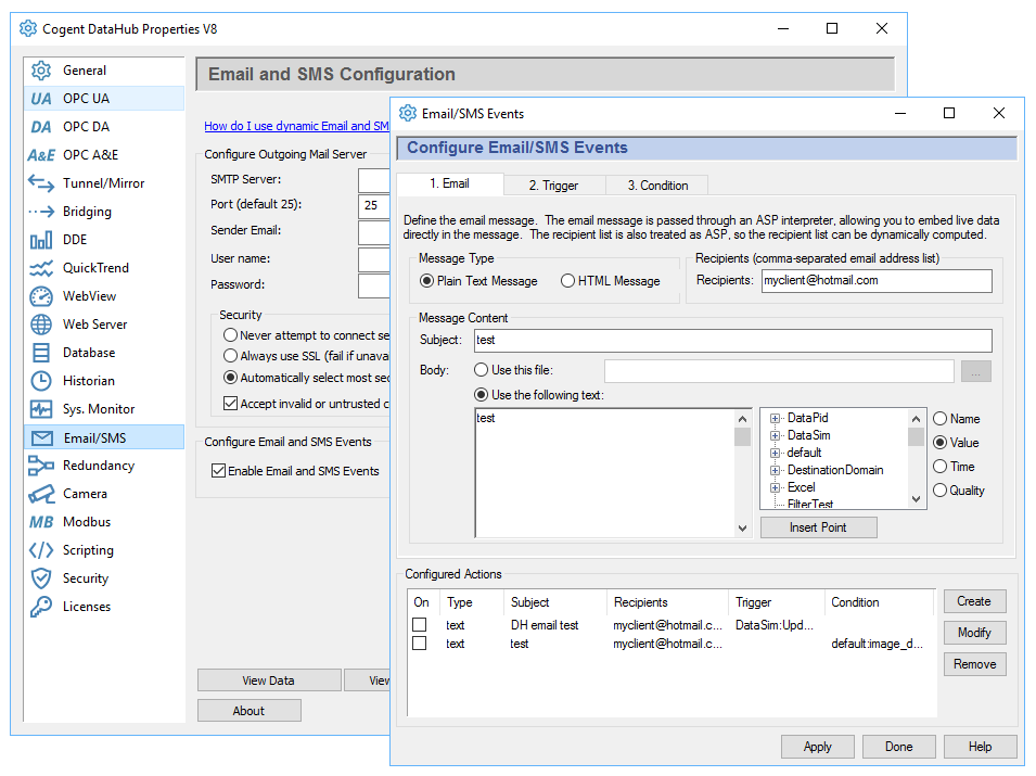 Cogent Email/SMS support