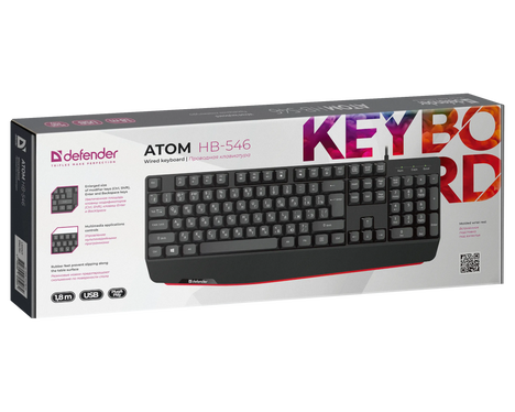 Клавиатура Defender Atom HB-546 45546, цвет черный