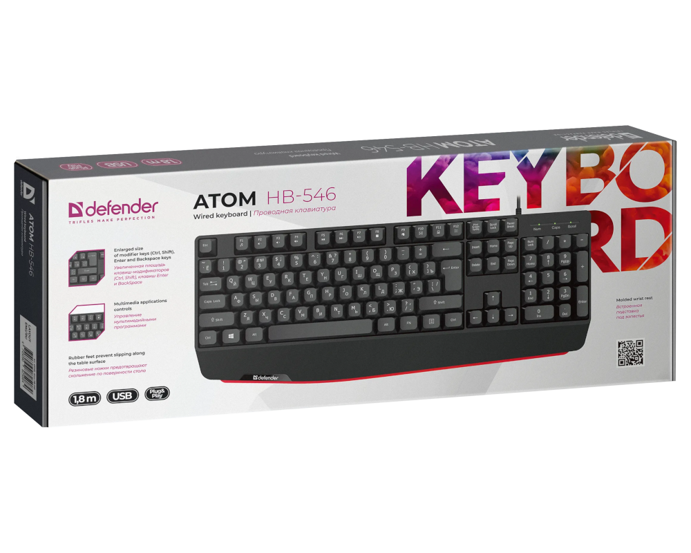 Клавиатура Defender Atom HB-546 45546, цвет черный