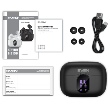 Bluetooth-гарнитура SVEN E 315B, цвет черный