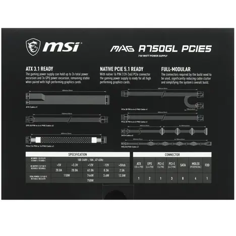Блок питания MSI MAG A750GN PCIE5