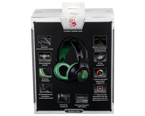 Гарнитура A4tech Bloody J450, цвет зеленый/черный