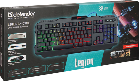 Клавиатура Defender Legion GK-010DL 45010, цвет черный
