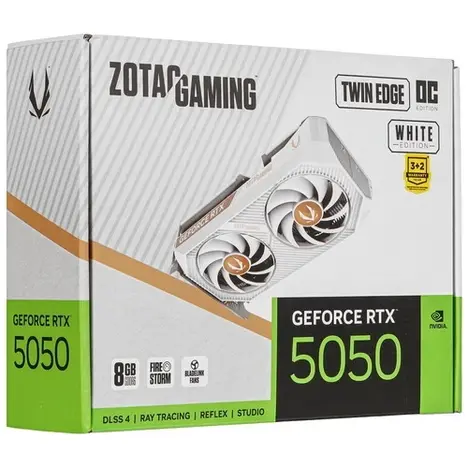 Видеокарта Zotac RTX5050 TWIN EDGE OC WHITE ED 8GB GDDR6 128bit 3xDP HDMI 2FAN MEDIUM PACK