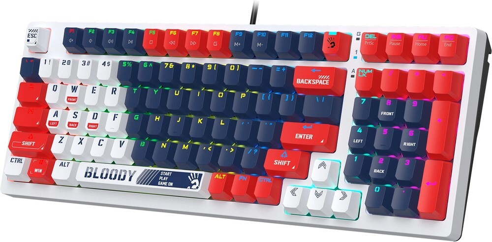 Клавиатура A4tech Bloody S98 Sports BLMS Plus S98 SPORTS NAVY BLMS RED PLUS, цвет белый