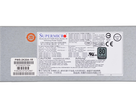Блок питания SUPERMICRO Server PSU 2200W PWS-2K20A-1R