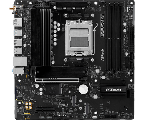 Материнская плата Asrock B850M PRO-A WIFI Socket AM5 AMD B850 4xDDR5 mATX AC`97 8ch(7.1) 2.5Gg RAID+HDMI+DP