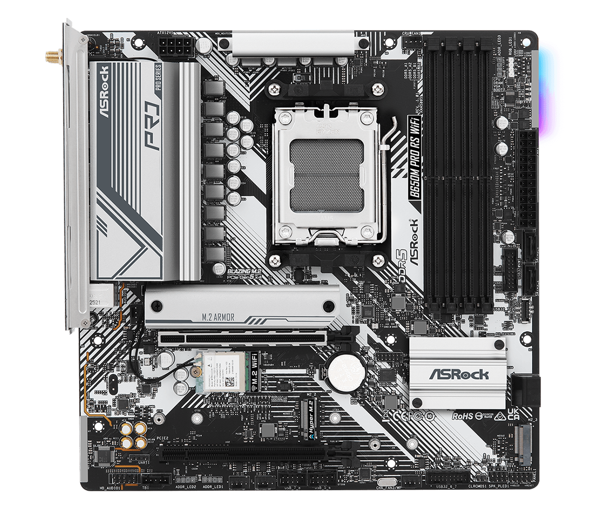 Материнская плата ASRock AM5 AMD B650 B650M PRO RS WIFI