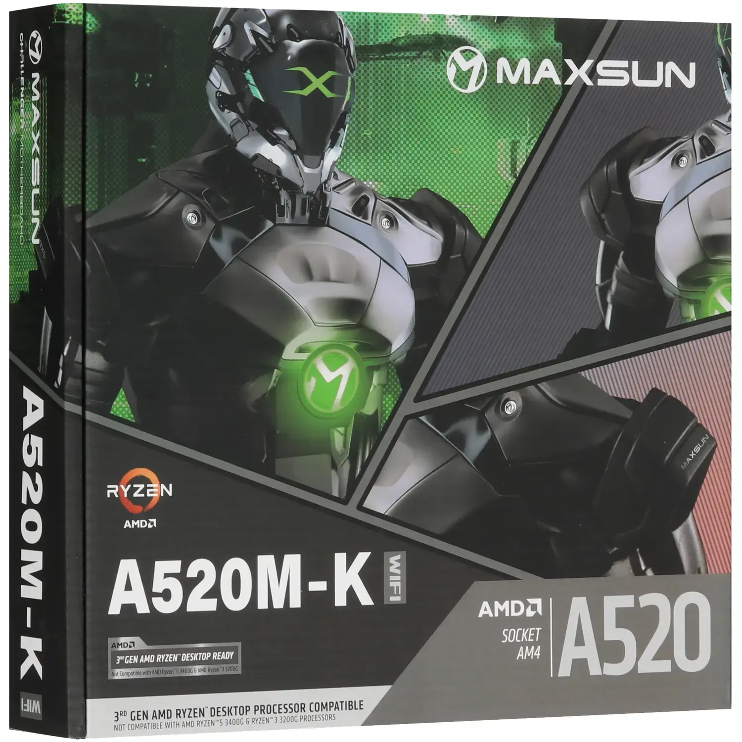 Материнская плата Maxsun AM4 AMD A520 Challenger A520M-K WIFI