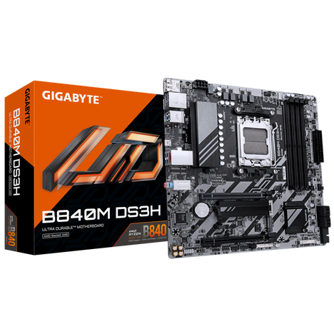 Материнская плата Gigabyte B840M DS3H Socket AM5 AMD B840 4xDDR5 mATX AC`97 8ch(7.1) 2.5Gg RAID+HDMI+DP