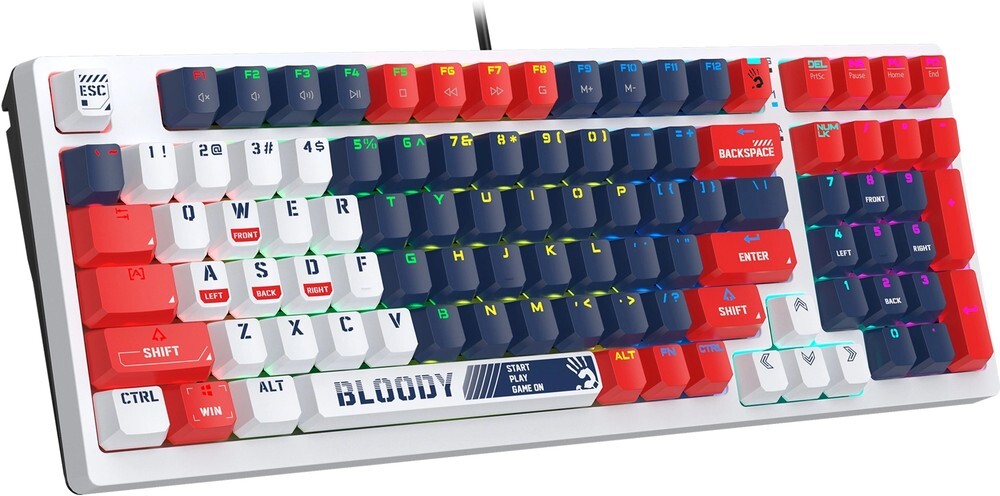 Клавиатура A4tech Bloody S98 Sports BLMS Plus S98 SPORTS NAVY BLMS RED PLUS, цвет белый