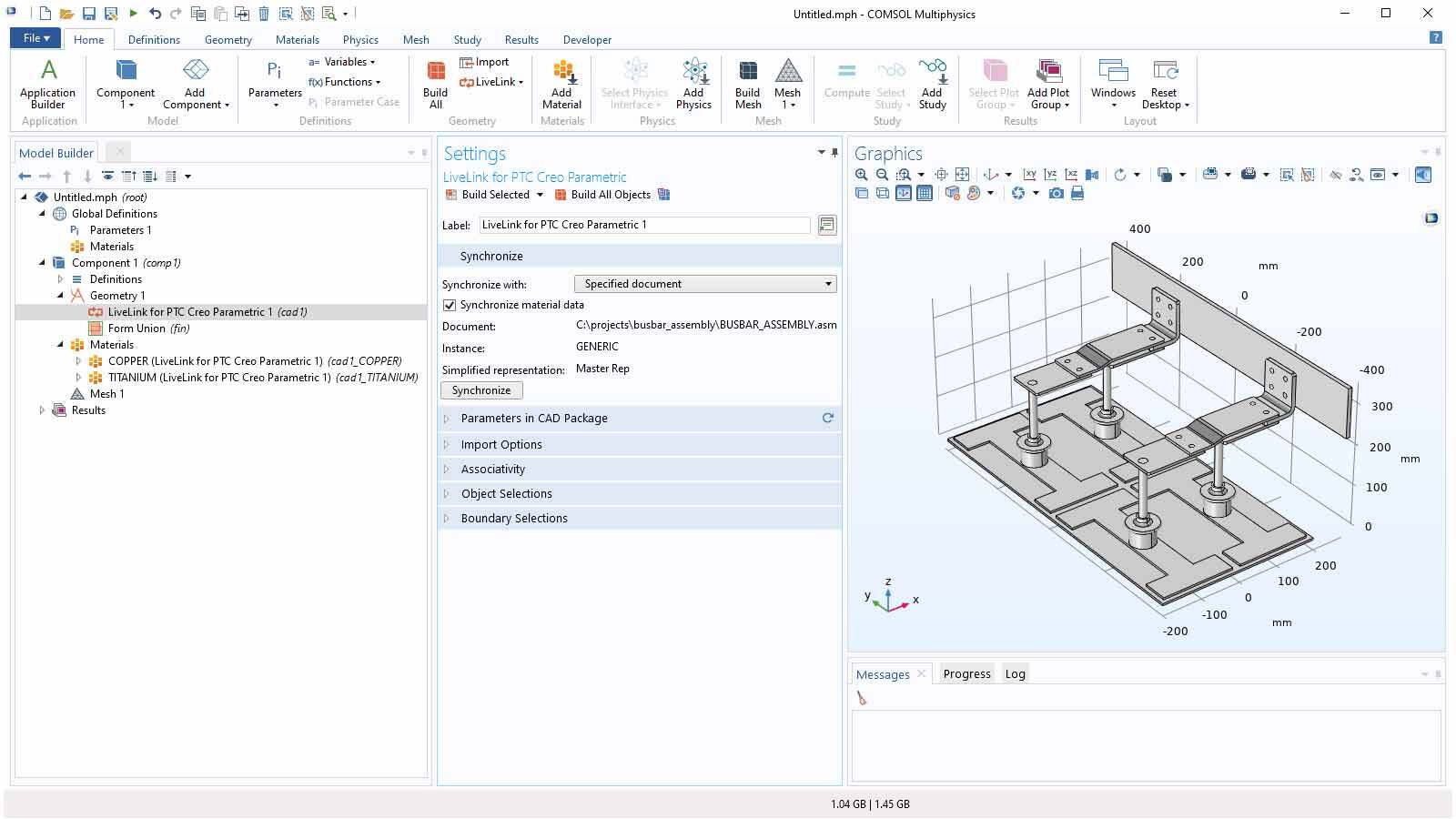 Модуль «LiveLink™ for PTC® Creo® Parametric™» для программы COMSOL Multiphysics®