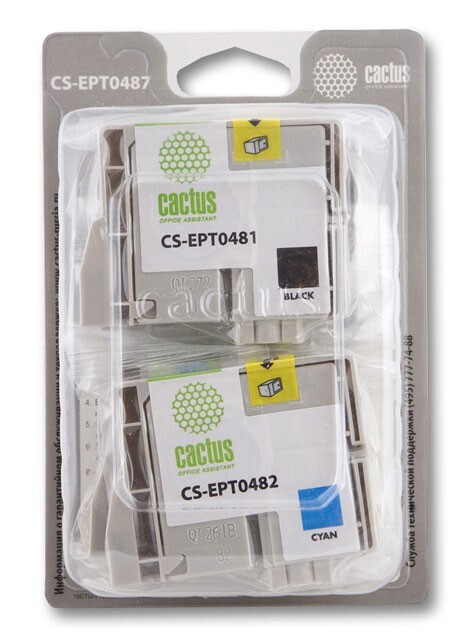 Комплект картриджей черный, голубой, пурпурный, желтый, светло-голубой, светло-пурпурный Cactus CS-EPT0487