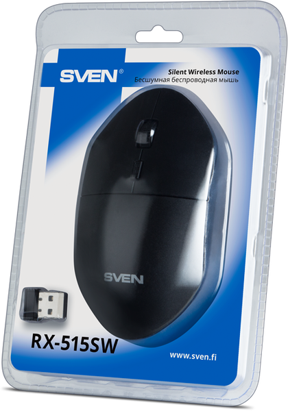 

Беспроводная мышь SVEN RX-515SW чёрная (2,4 GHz, 3+1кн. бесш. кн., 800-1600DPI, блист)