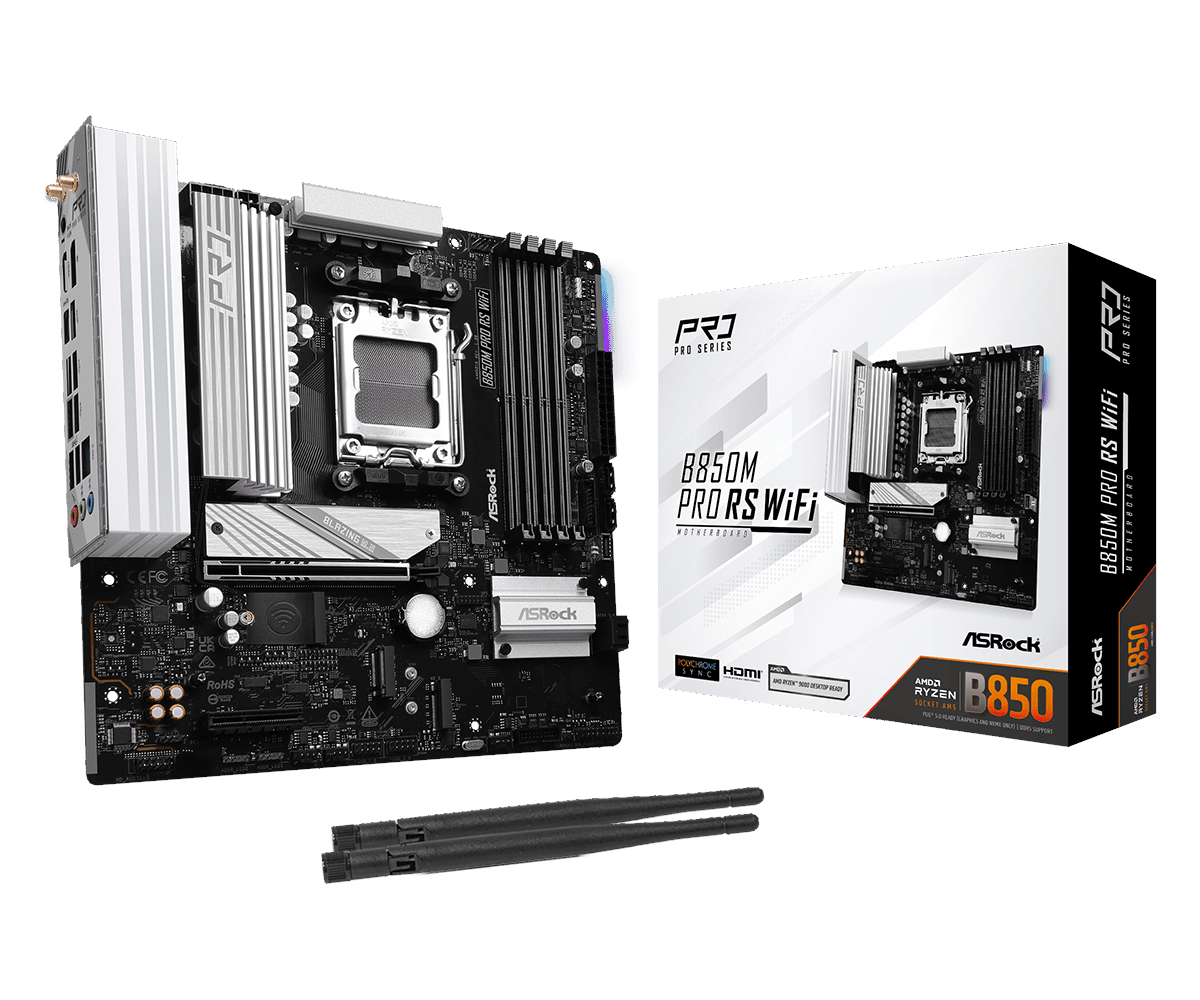 Материнская плата ASRock AM5 AMD B850 B850M Pro RS WiFi