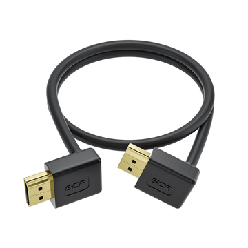 GCR Кабель SLIM 1.0m HDMI 2.0, М верхний угол / М верхний угол, черный,  HDR 4:2:0, Ultra HD, 4K 60 fps 60Hz, 3D, AUDIO, 18.0 Гбит/с, GCR-52428