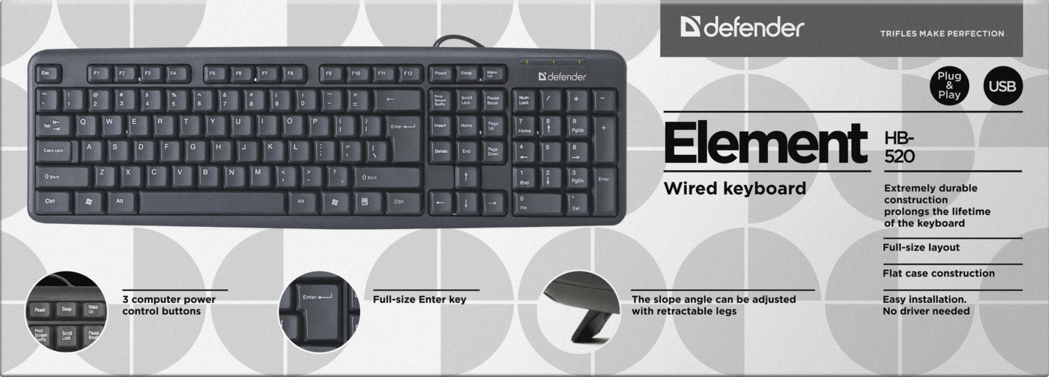 Клавиатура Defender Element HB-520 45522, цвет черный