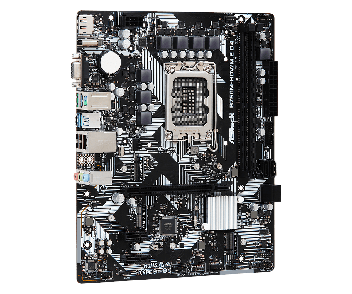 Материнская плата ASRock LGA 1700 Intel B760 B760M-HDV/M.2 D4