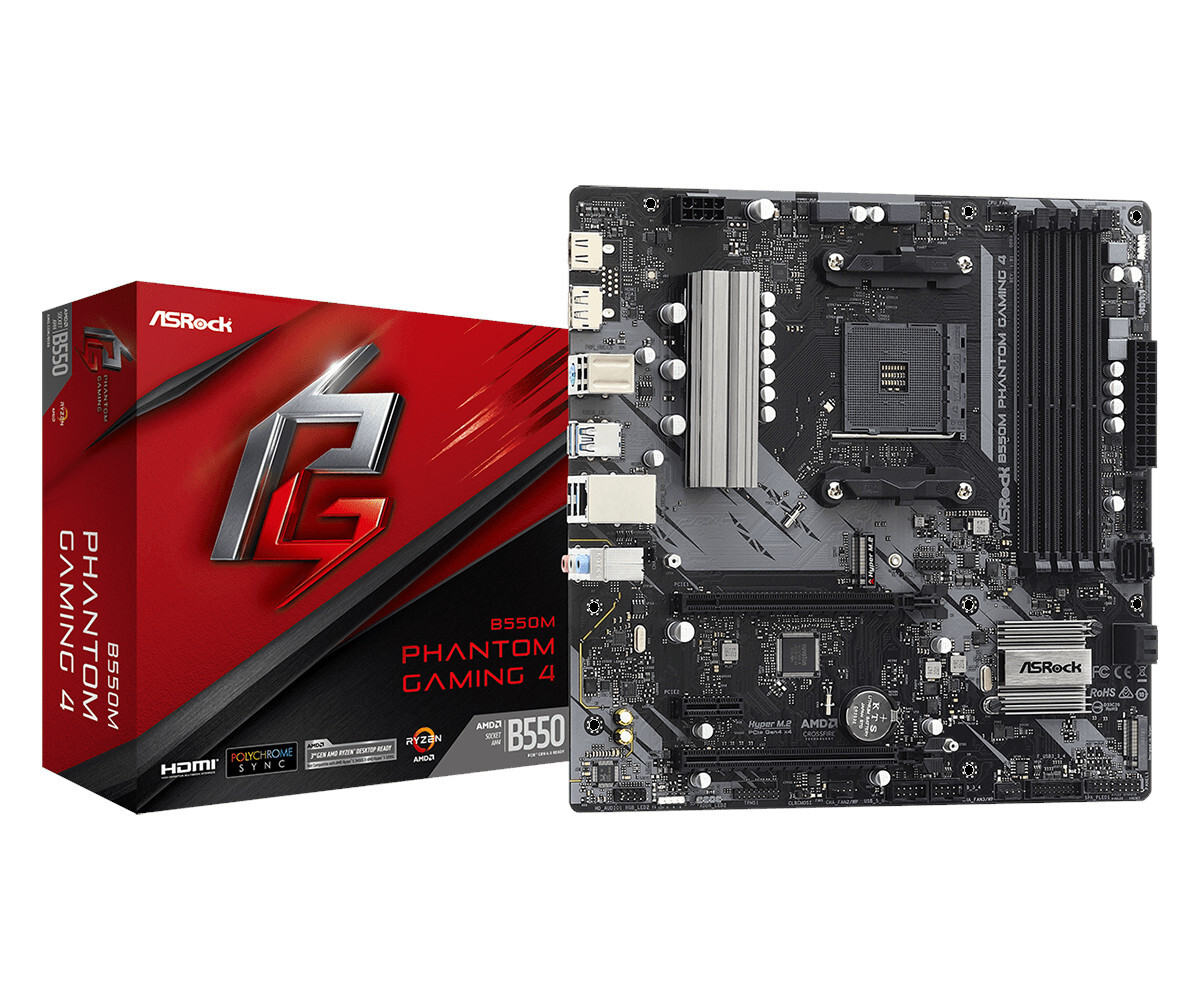 Материнская плата ASRock AM4 AMD B550 B550M Phantom Gaming 4