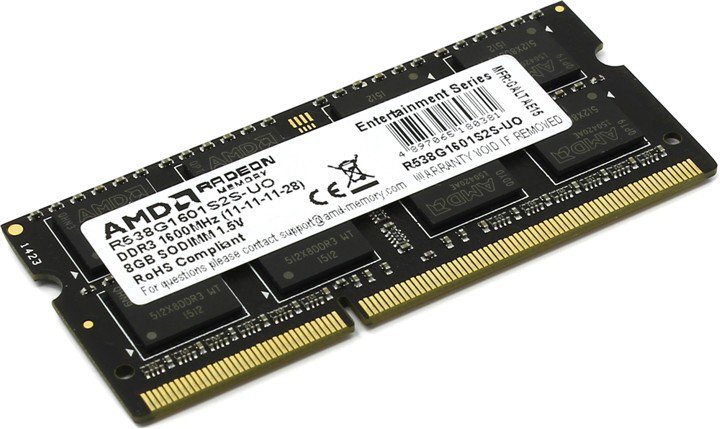 Оперативная память AMD Desktop DDR3 1600МГц 8GB, R538G1601S2S-U, RTL