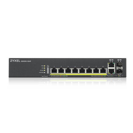 ZYXEL NebulaFlex Pro GS2220-10HP Hybrid L2 PoE+ Switch, 19 "rack, 8xGE PoE+, 2xCombo (SFP / RJ-45), 180W PoE Budget, Standalone / Cloud Management