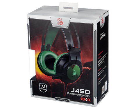 Гарнитура A4tech Bloody J450, цвет зеленый/черный