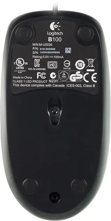 Мышь Logitech B100 910-003357, цвет черный