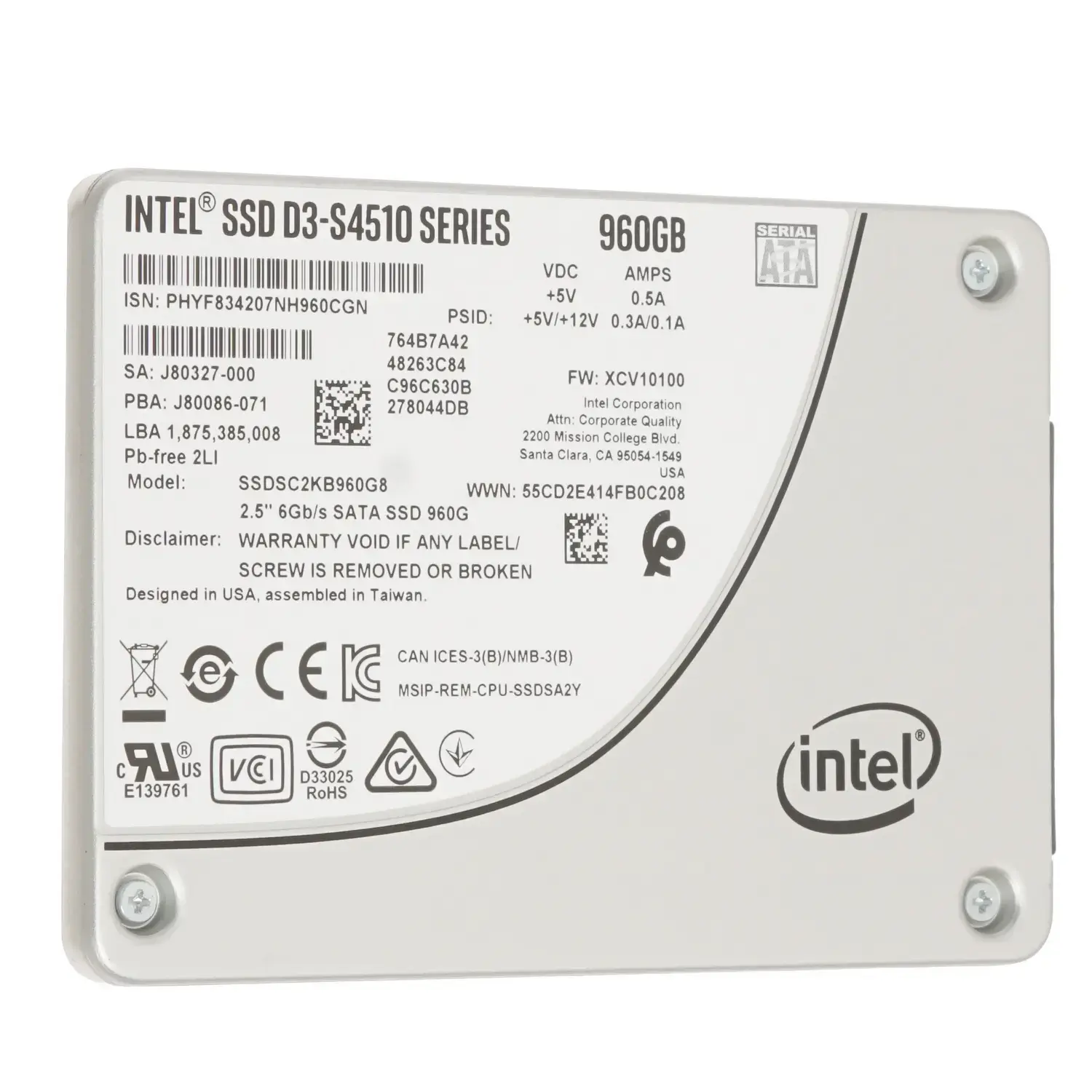 Внутренний твердотельный накопитель Intel Original SATA III 960Gb