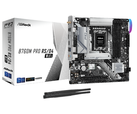 Материнская плата ASRock LGA 1700 Intel B760 B760M PRO RS/D4 WIFI