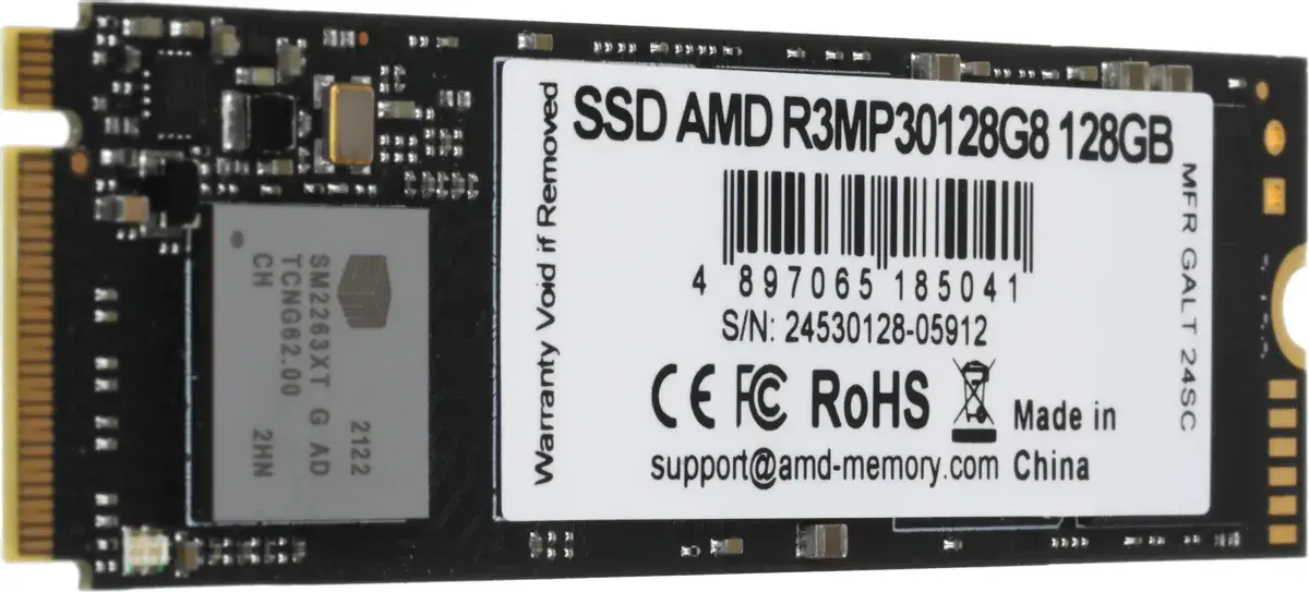 Внутренний твердотельный накопитель AMD M.2 2280, PCIe 3.0 x4, NVMe 128GB R3MP30128G8