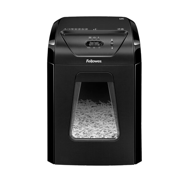 

Шредер Fellowes PowerShred 12C (секр.P-4)/фрагменты/12лист./18лтр./скобы/пл.карты