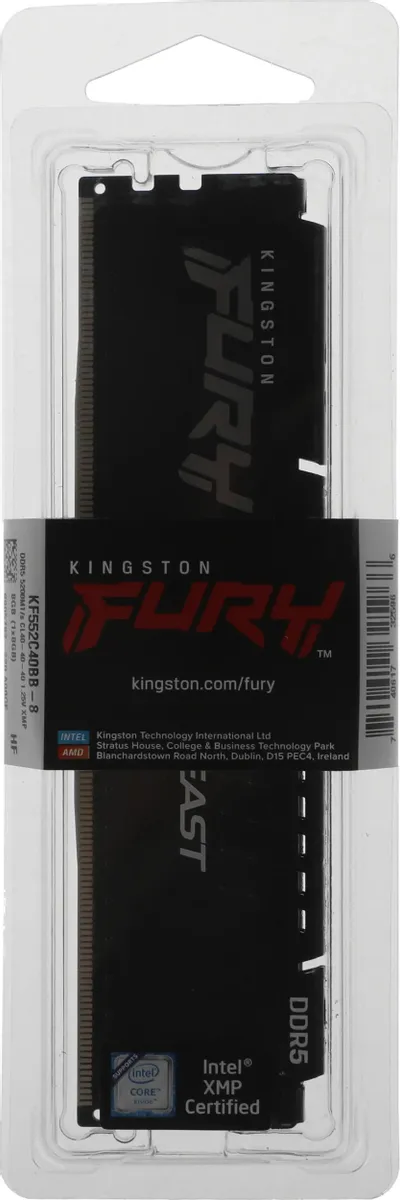 Оперативная память Kingston FURY Beast Black XMP 8GB 5200MT/s DDR5 CL40, KF552C40BB-8
