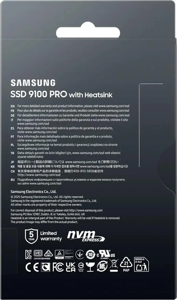 Внутренний твердотельный накопитель Samsung 9100 PRO 4 Тб