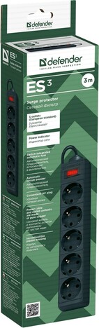 Сетевой фильтр Defender ES Black