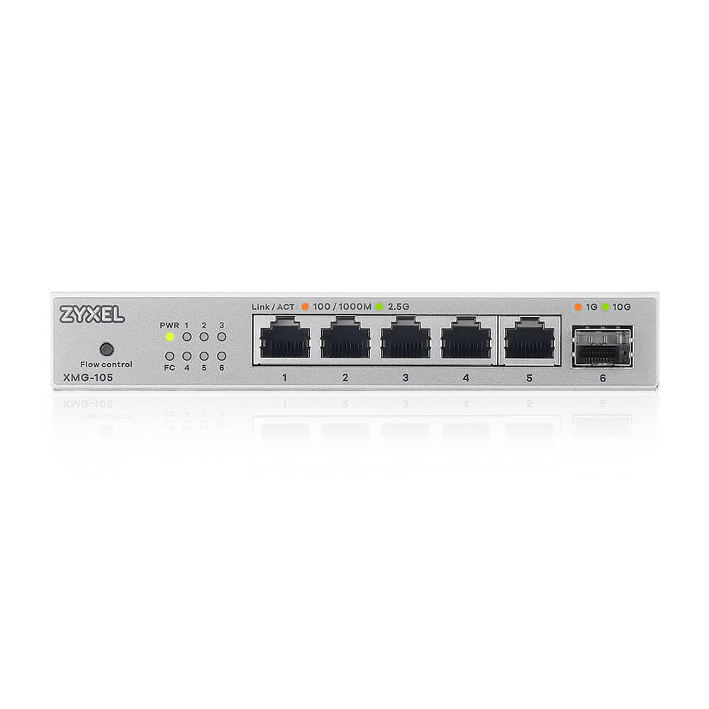Коммутатор Zyxel XMG-105-ZZ0101F (L2) 5x2.5Гбит/с 1SFP+ неуправляемый