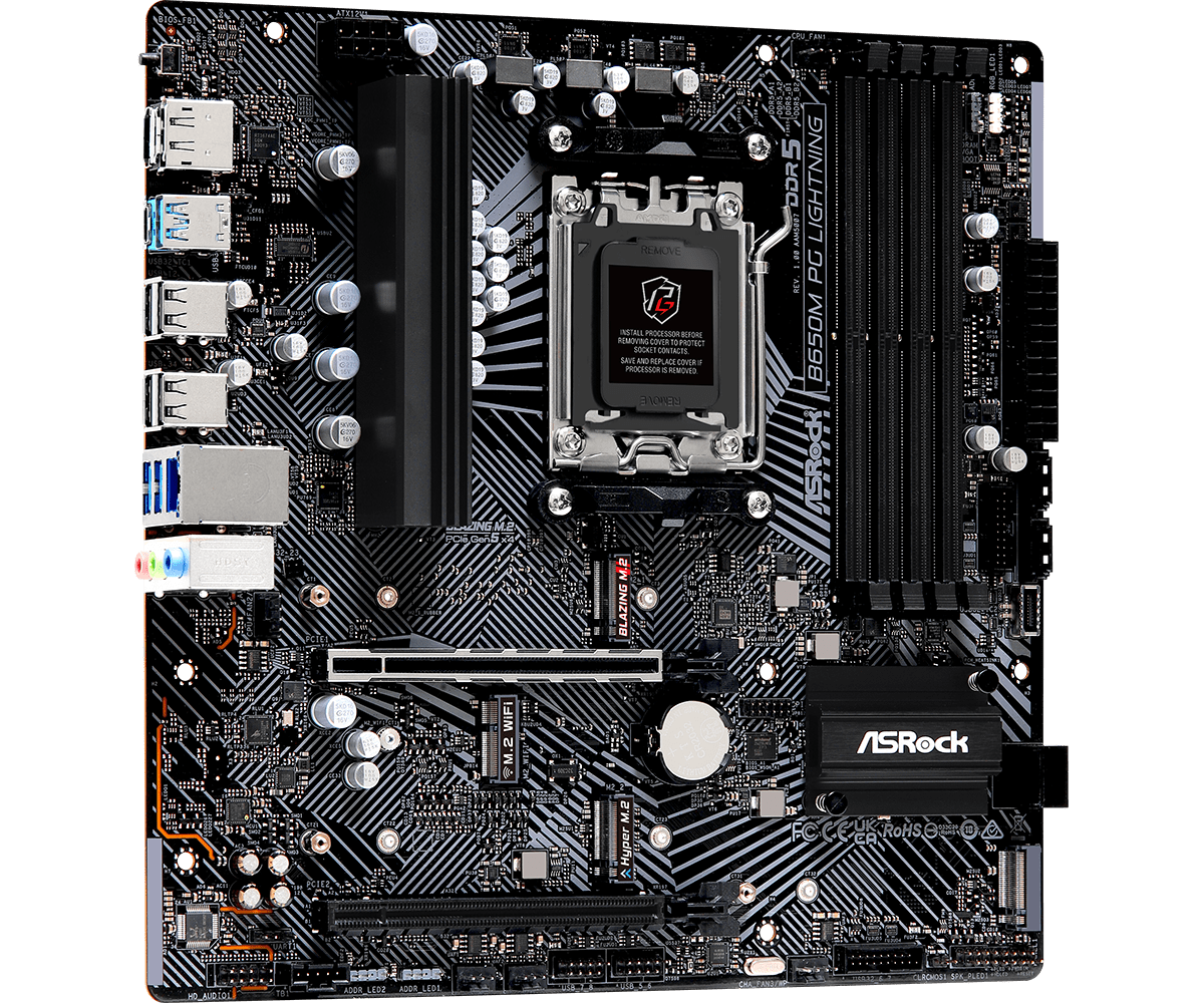 Материнская плата ASRock AM5 AMD B650 B650M PG LIGHTNING