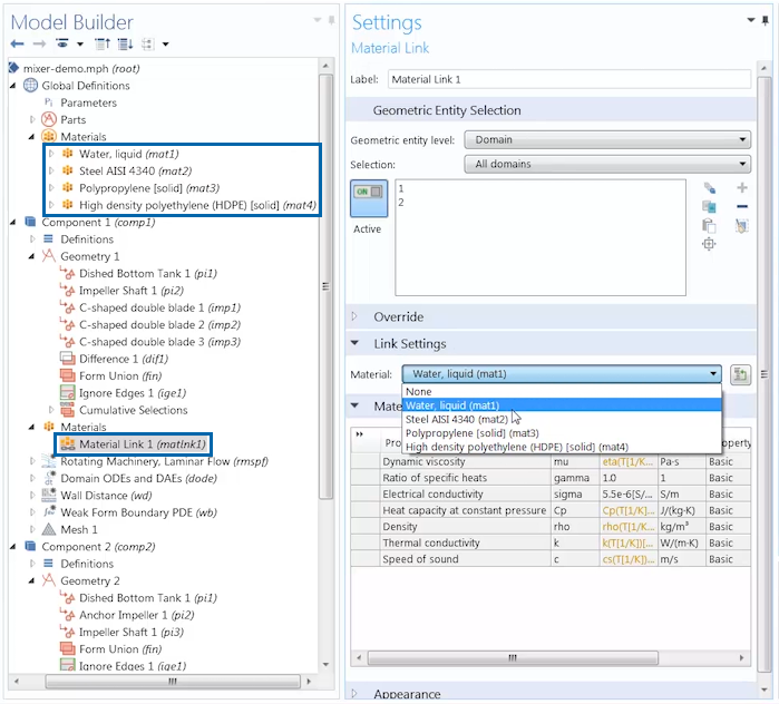 Модуль «Библиотека свойств материалов» для программы COMSOL Multiphysics®