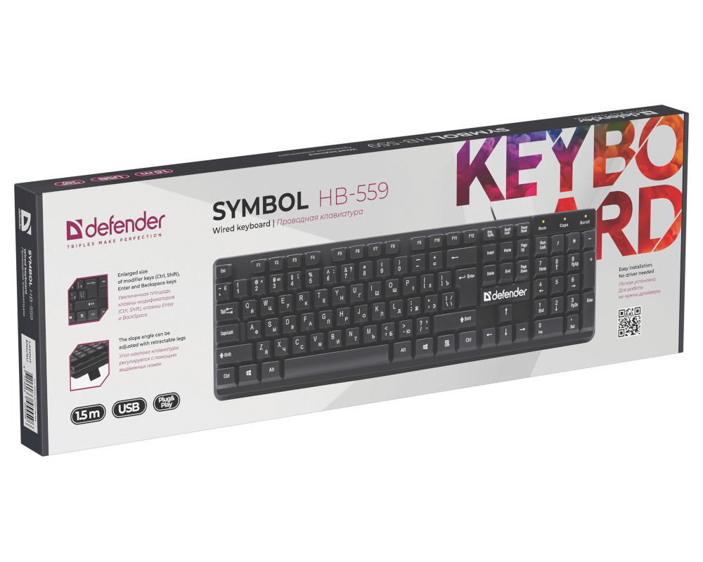 Клавиатура Defender Symbol HB-559 45559, цвет черный