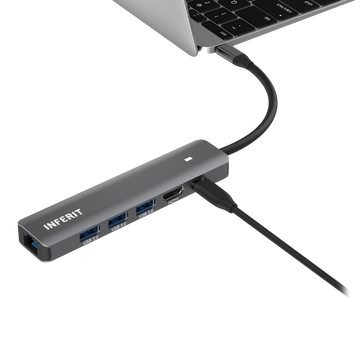 Сетевой адаптер Inferit USB 3.0 To 10/100/1000 Gigabit Rj45 adapter with HUB, Metall Shell