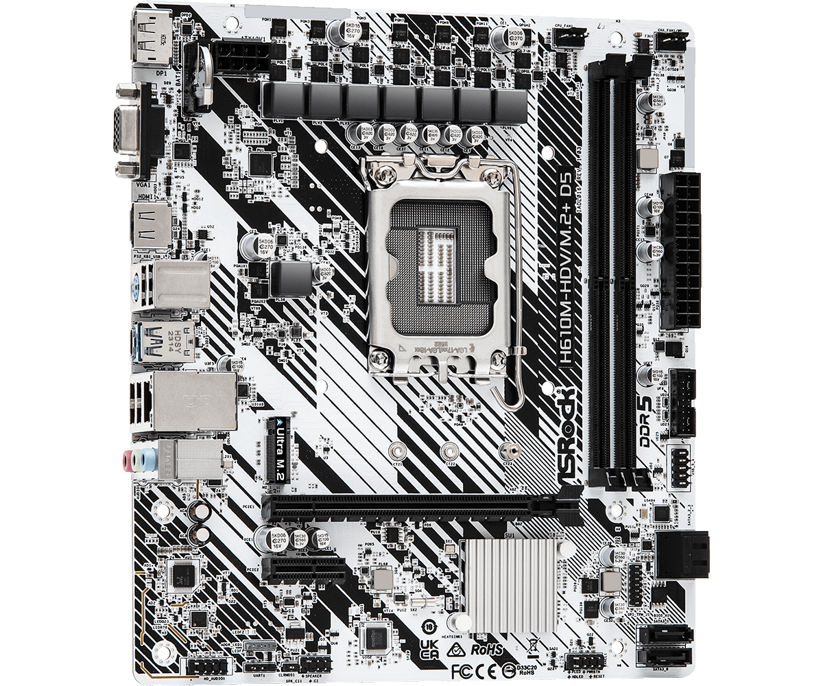 Материнская плата ASRock LGA 1700 Intel H610 H610M-HDV/M.2+ D5